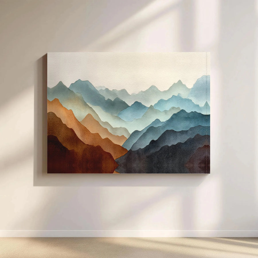 Abstract Mountain Canvas Art | Watercolor Landscape Wall Decor | Premium 1.25" Gallery Wrapped Print | Modern Nature Gift for Home Office