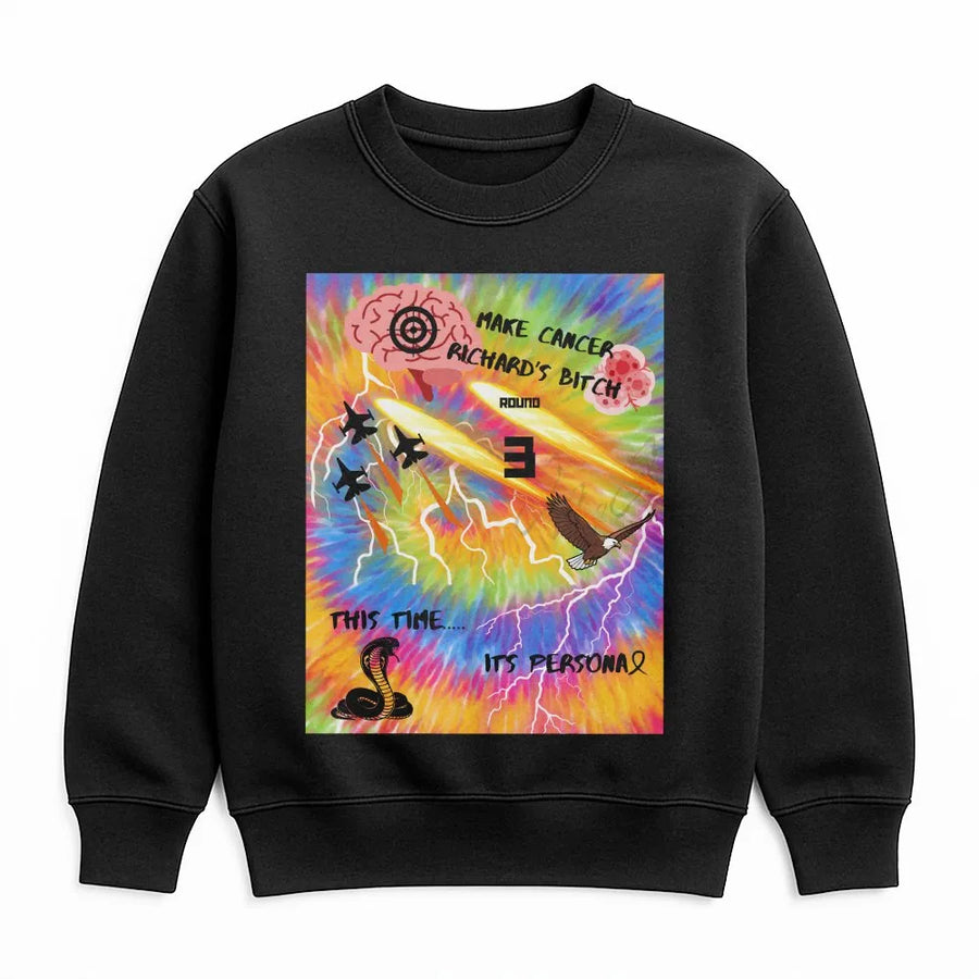 Cancer Fighter Sweatshirt | Aggressive Tie Dye Graphic | Soft Cotton Blend | Support Gift for Chemo Warrior
