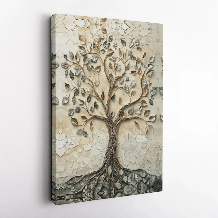 Textured Tree of Life Canvas Wall Art | 3D Relief Effect Print | Premium Thick Gallery Wrap Canvas | Modern Farmhouse Living Room Decor Gift