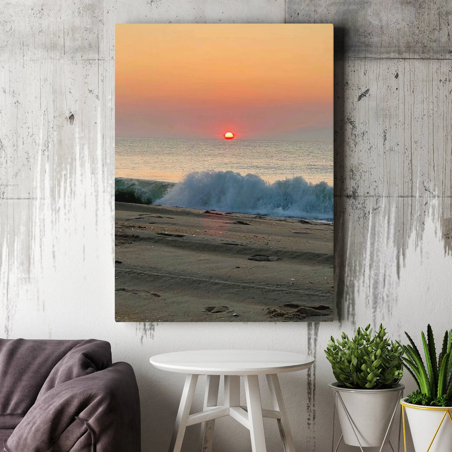 Ocean Sunrise Wall Art | Coastal Breaking Wave Canvas Print | Premium 1.25-inch Gallery Wrap | Serene Beach Home Decor Gift