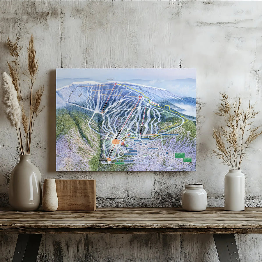 Saddleback Mountain Ski Trail Map Canvas | Premium Gallery Wrap Wall Art | Durable Wood Frame | Gift for Skiers and Mountain Enthusiasts