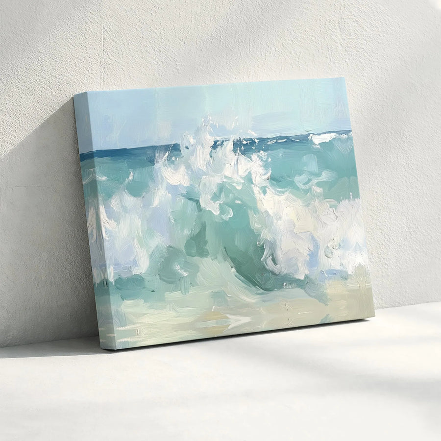 Ocean Waves Canvas Wall Art | Abstract Seascape Painting Print | Premium Gallery Wrapped Canvas | Coastal Home Decor Gift