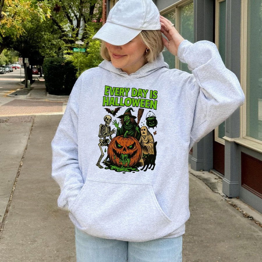 Every Day Is Halloween Hoodie | Vintage Horror Character Graphic | Premium Cotton Blend Pullover | Spooky Season Gift For Halloween Lovers