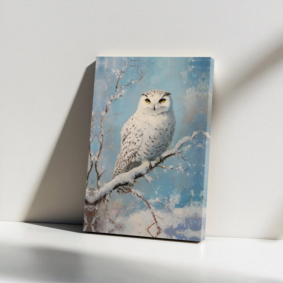 Snowy Owl Canvas Wall Art | Winter Forest Wildlife Portrait | Premium Gallery Wrap 1.25" Depth | Ready To Hang Nature Decor Gift