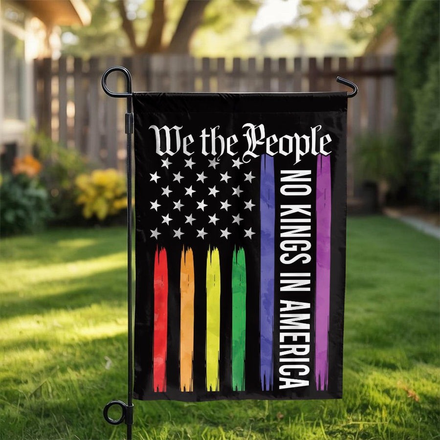 We The People Garden Flag | No Kings In America Pride Design | Weather-Resistant Polyester Yard Banner | Patriotic LGBTQ+ Outdoor Home Decor
