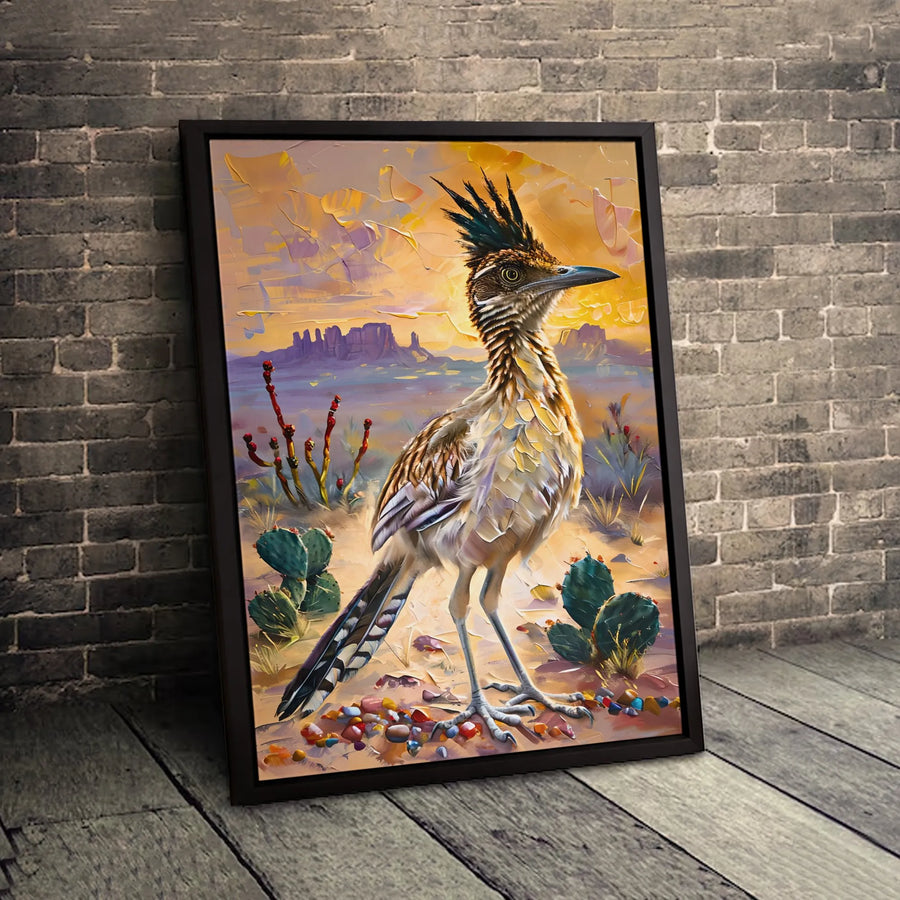 Roadrunner Desert Painting | Southwestern Wildlife Art Print | Premium 1.25" Gallery Canvas | Southwest Home Decor Gift