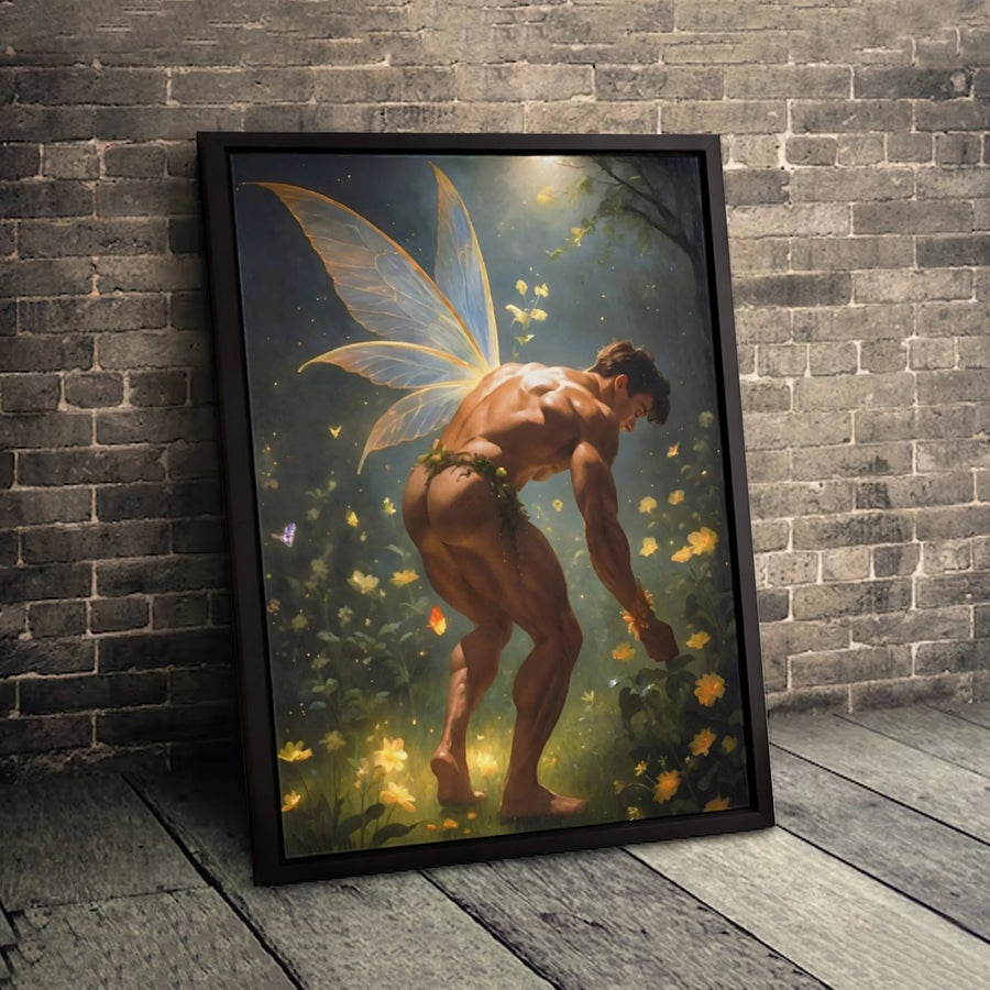 Male Fairy Wall Art | Enchanted Forest Fantasy Decor | Premium Gallery Wrap Canvas | Magical Mythical Creature Gift for Home Office
