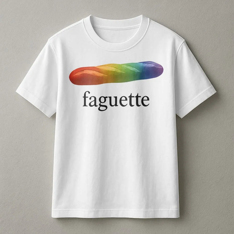Faguette T-Shirt | Funny Rainbow Baguette Pride Graphic | Soft Cotton Blend | Unisex LGBTQ Ally Gift for Pride Month