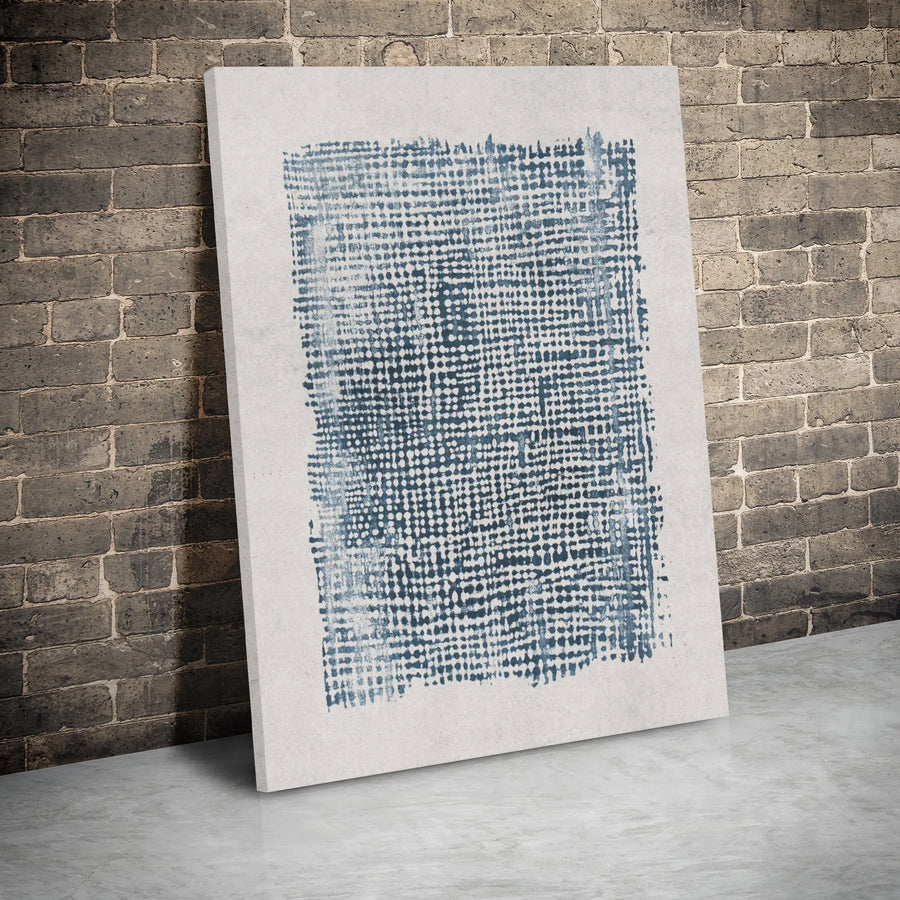Abstract Blue Dot Grid Canvas Wall Art | Modern Minimalist Block Print | Gallery Wrapped Premium Quality | Contemporary Home & Office Decor