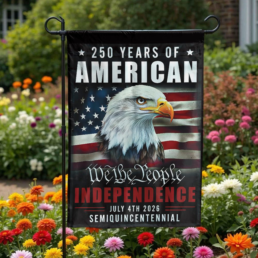 America 250th Anniversary Garden Flag | Patriotic Bald Eagle We The People Design | Weather-Resistant Premium Polyester | 4th of July Celebration Decor
