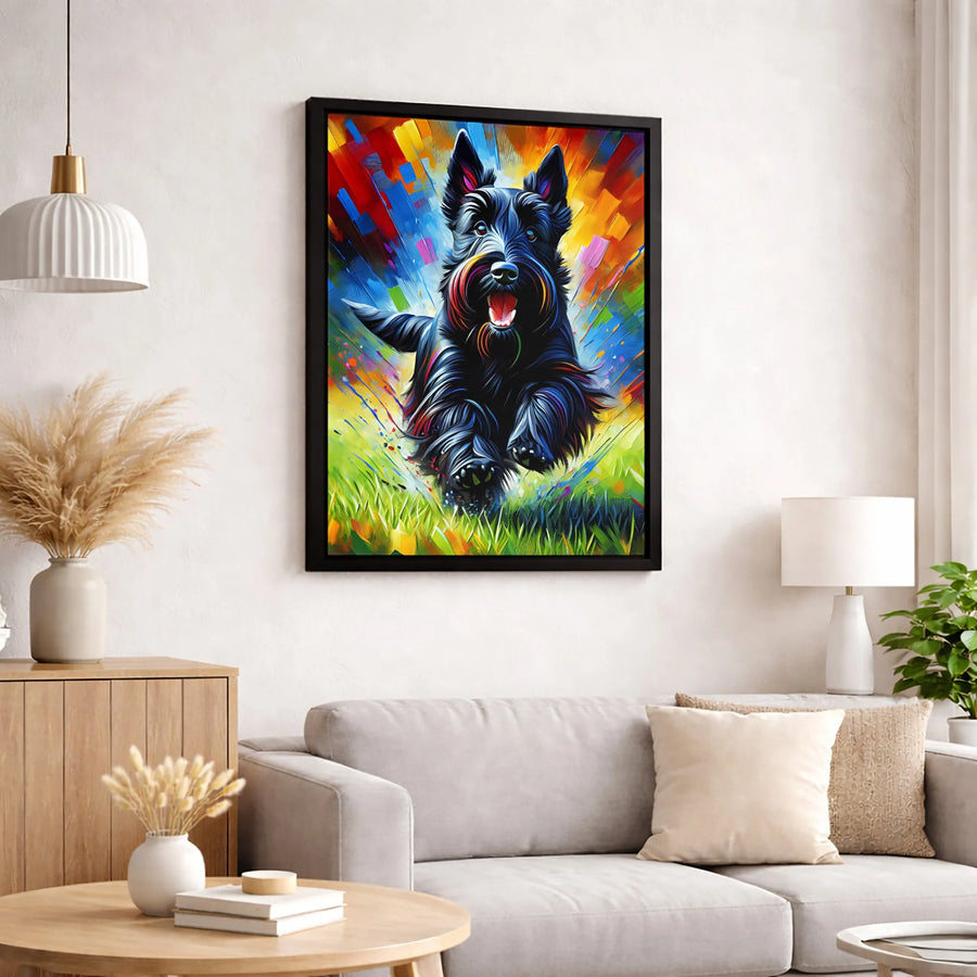 Scottish Terrier Dog Canvas Art | Vibrant Pop Art Animal Print | 1.25 Inch Premium Gallery Wrap | Colorful Pet Wall Decor Gift for Dog Lovers