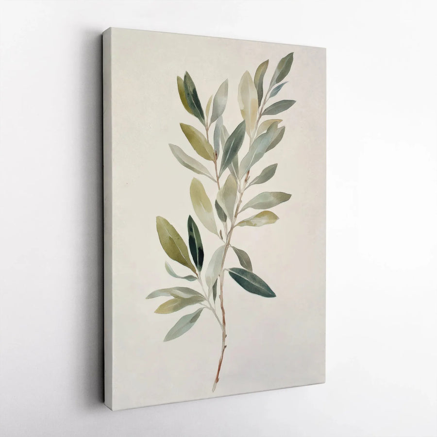 Minimalist Olive Branch Canvas Art | Watercolor Botanical Wall Decor | Premium Fade-Resistant Print | Elegant Home & Office Interior Design Gift