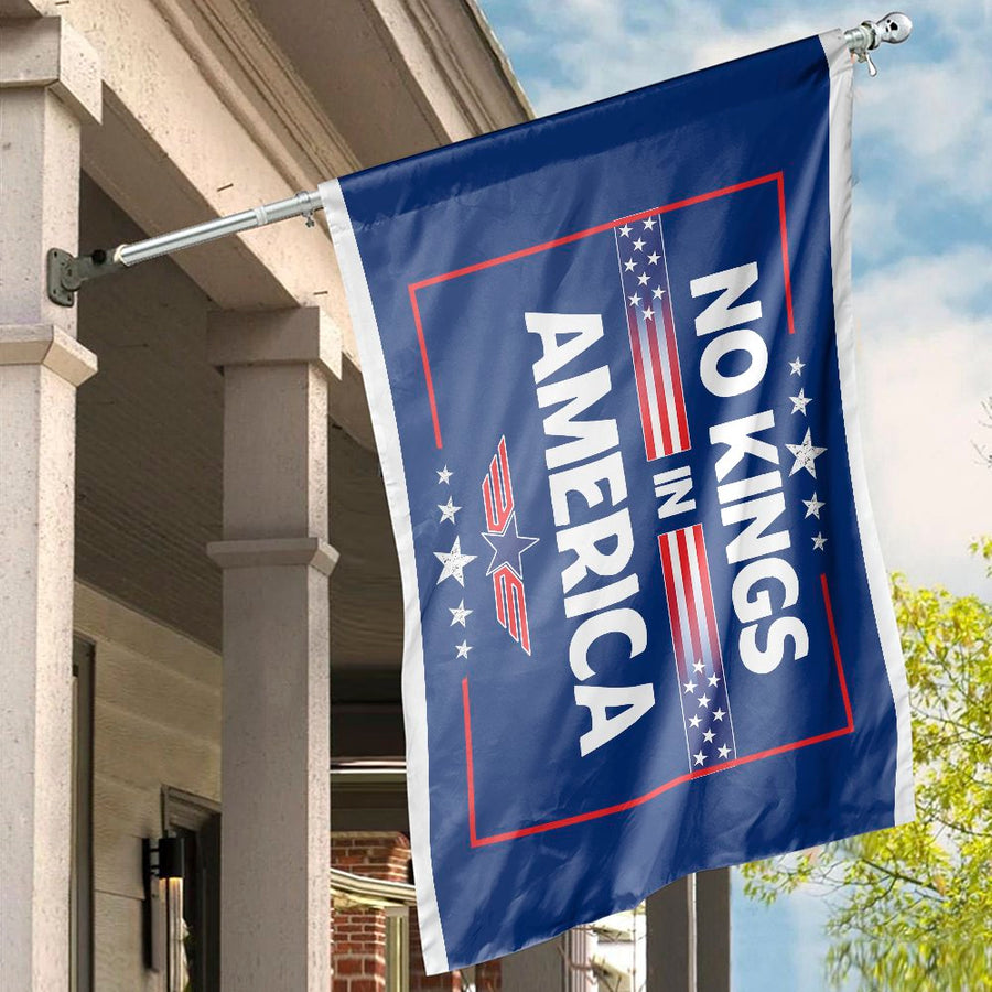 No Kings In America House Flag | Patriotic Yard Decor | 100% Premium Polyester Double-Sided Banner | Durable Outdoor Garden Gift