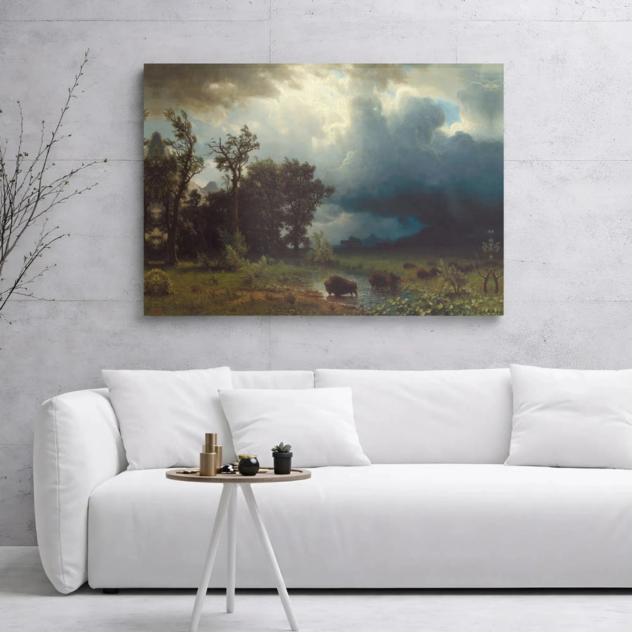 The Buffalo Trail Canvas Print by Albert Bierstadt | Large Western Landscape Wall Art | Premium 1.25" Gallery Wrap | Nature Lover Home Decor Gift