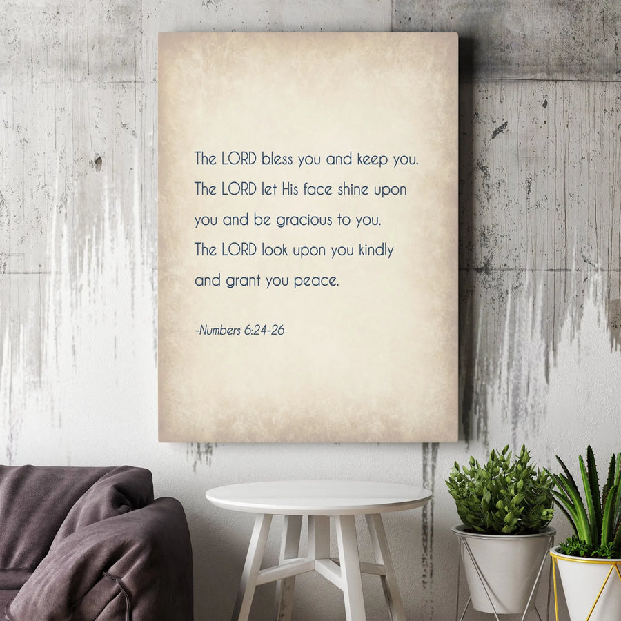 Numbers 6:24-26 Bible Verse Canvas | The Lord Bless You and Keep You Wall Art | Premium Gallery-Wrapped Scripture Print | Christian Home Decor Gift