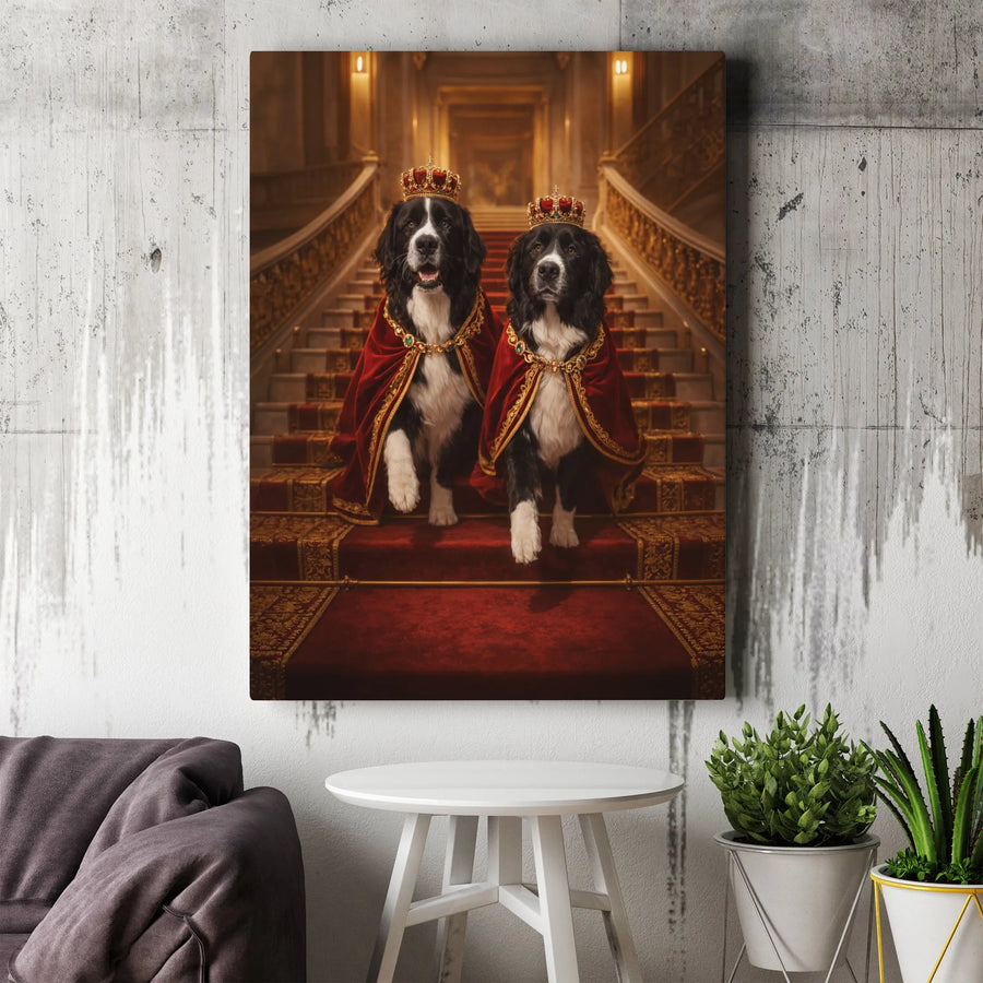 Royal Dogs Canvas Wall Art | Funny Regal Pet Portrait with Crowns | Premium Gallery Wrapped Print | Unique Gift for Dog Lover