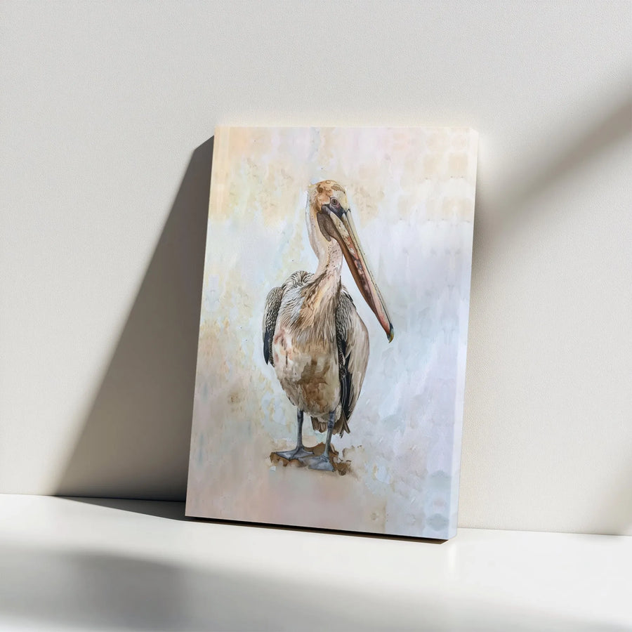 Pelican Wall Art Canvas Print | Watercolor Bird Illustration | Premium Gallery Quality Canvas | Coastal Home Decor Gift for Bird Watcher