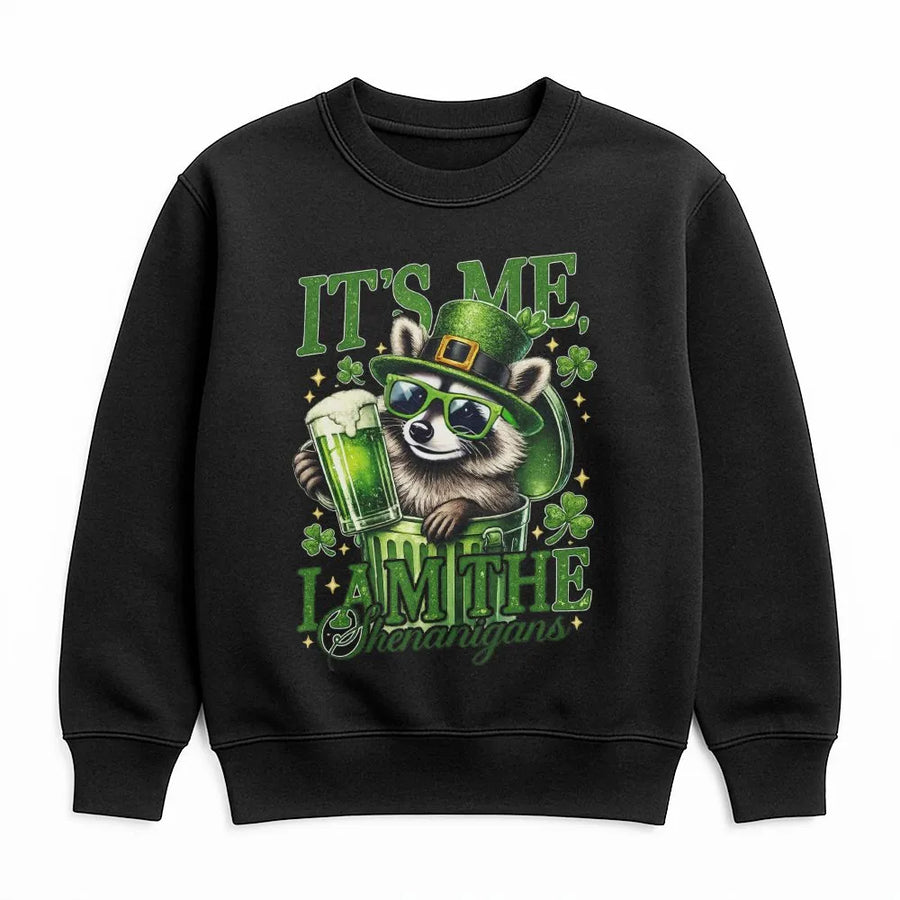 St. Patrick's Day Raccoon Sweatshirt | It's Me I Am The Shenanigans Funny Graphic | Premium Cotton Blend | Unisex Holiday Gift for Irish Party