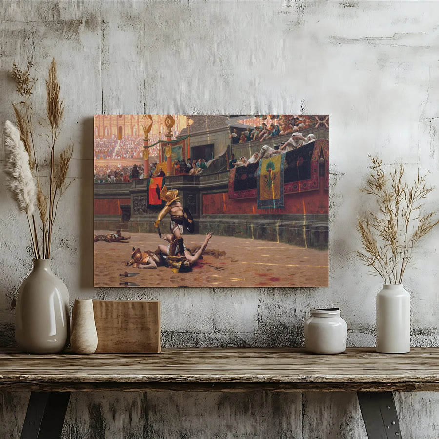 Pollice Verso Gladiator Canvas | Jean-Léon Gérôme Roman Art Print | 1.25" Gallery Wrap Wall Decor | Historical Fine Art Gift for History Buffs