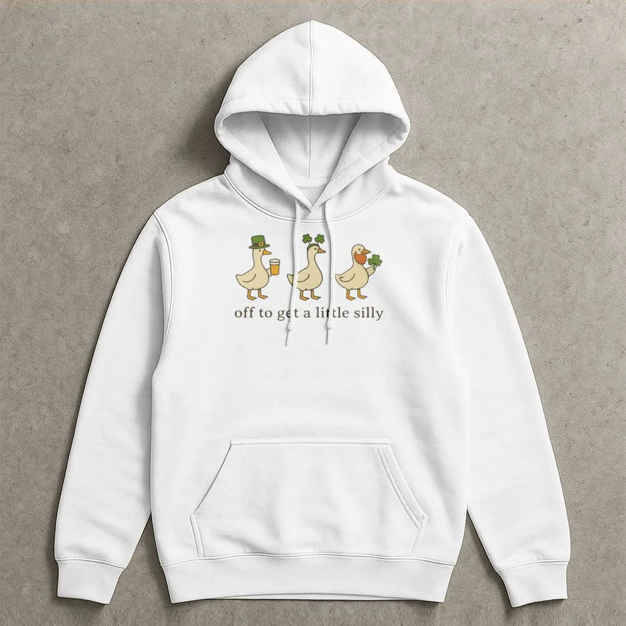 Silly Goose St Patricks Day Hoodie | Funny Irish Duck Graphic Sweatshirt | Premium Cotton-Blend Pullover | Festive Gift For Men And Women