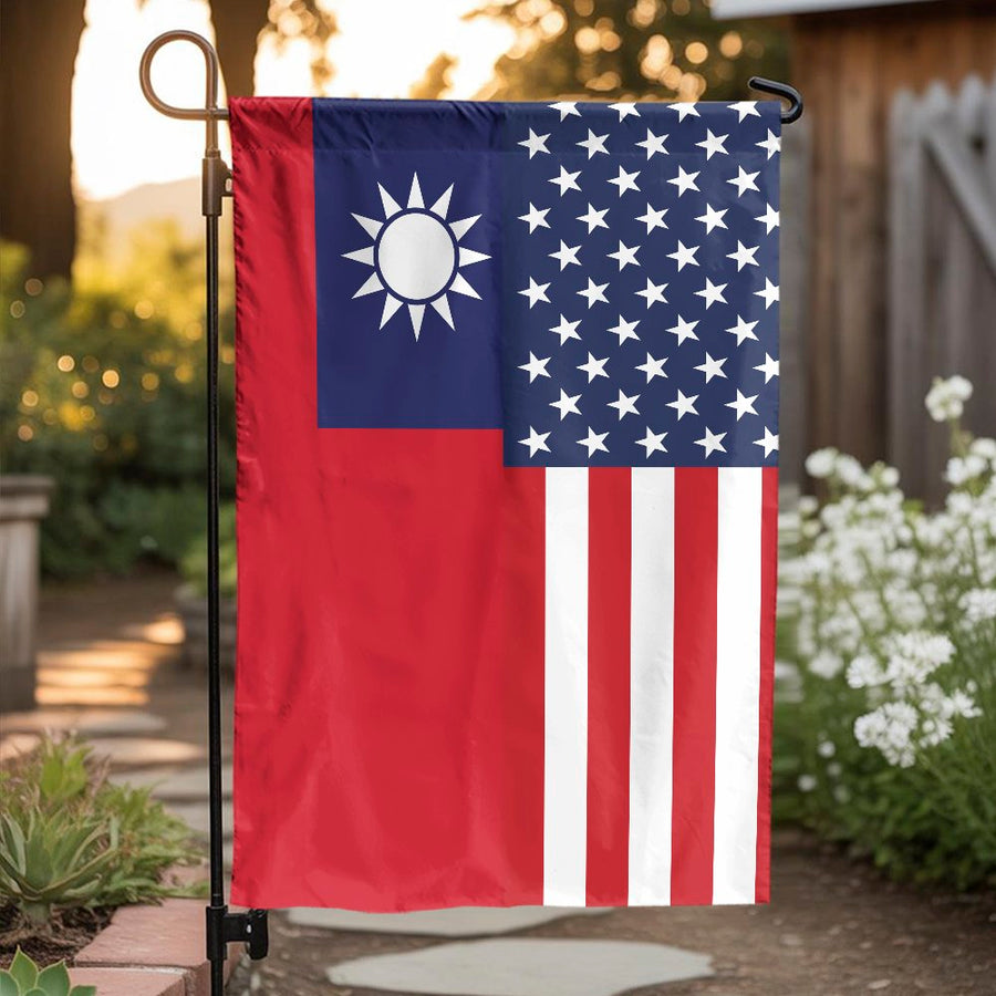 Taiwan American Flag | Dual Nationality Patriotic Garden Banner | Weather-Resistant Polyester Decor | Double-Sided Outdoor Gift