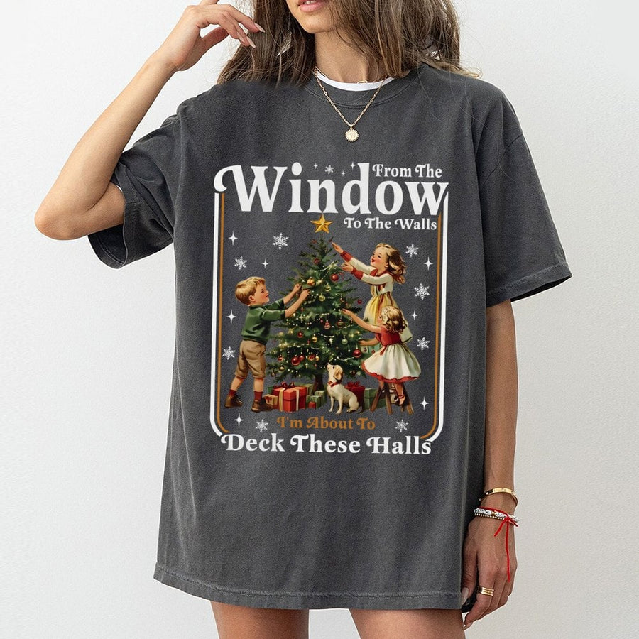 Funny Christmas T-Shirt | Retro Holiday Deck These Halls Graphic | Premium Soft Cotton Tee | Humorous Xmas Gift For Family