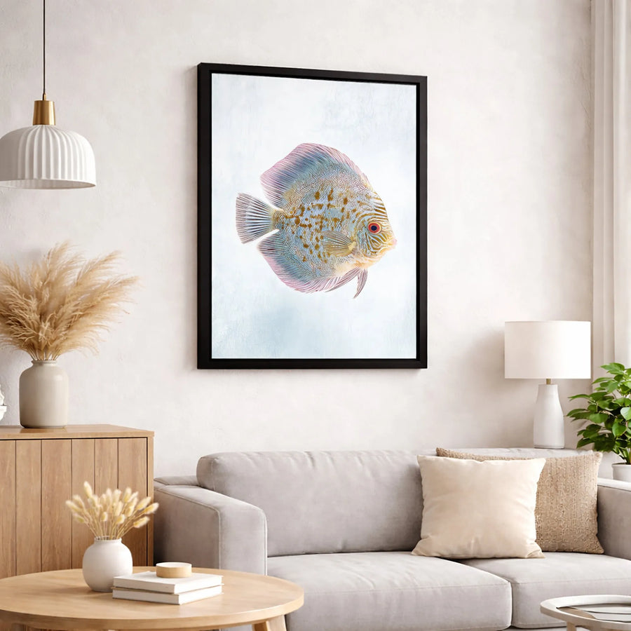 Discus Fish Canvas Wall Art | Colorful Tropical Underwater Print | Premium 1.25-inch Gallery Gallery Wrap | Modern Home Office Decor Gift