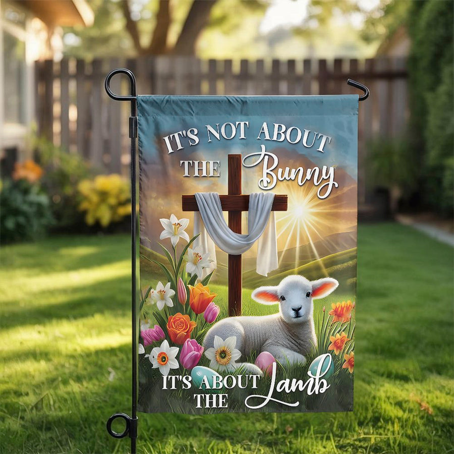 Christian Easter Garden Flag | It's Not About The Bunny It's About The Lamb Design | Premium Weather-Resistant Polyester | Religious Outdoor Spring Decor