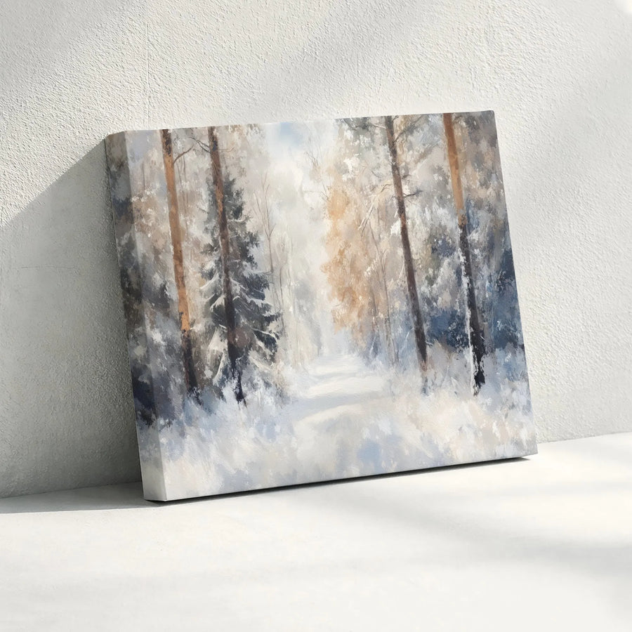Winter Forest Landscape Canvas Wall Art | Impressionist Snowy Path Print | Gallery-Quality 1.25" Framed Decor | Serene Nature Home Gift