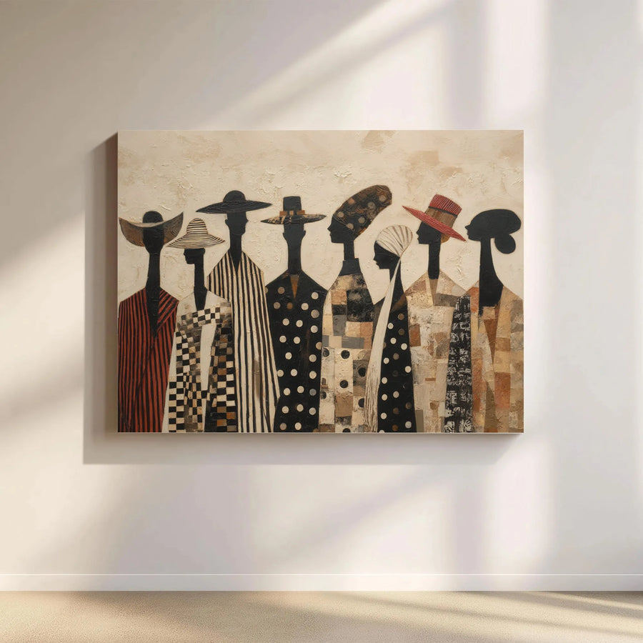 African Art Canvas Wall Art | Modern Abstract Figures Print | Premium Textured Canvas | Boho Living Room Decor Collector's Gift