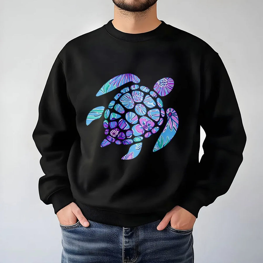 Floral Sea Turtle Sweatshirt | Trendy Watercolor Tortoise Graphic | Cozy Cotton Blend Pullover | Ocean Conservation Gift for Her