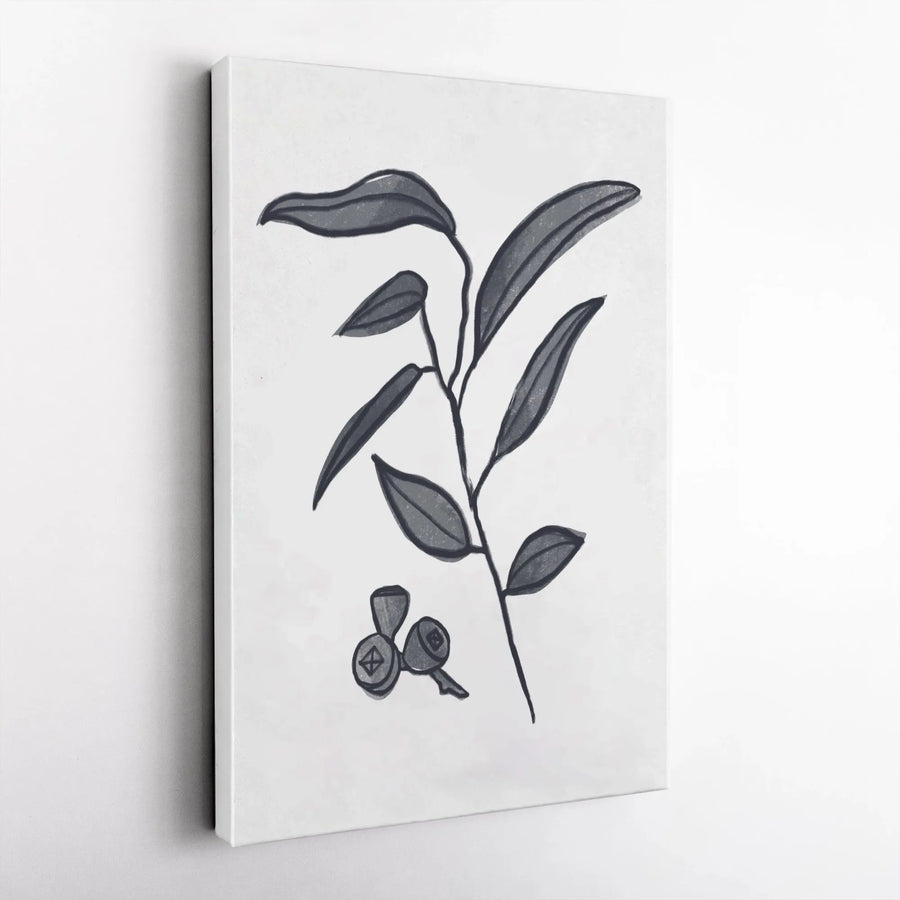Eucalyptus Canvas Wall Art | Minimalist Botanical Leaf Sketch | Premium 1.25" Gallery Wrap Canvas | Modern Farmhouse Home Decor Gift