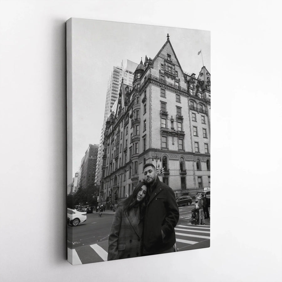 New York City Couple Canvas Print | Black and White Urban Street Photography | 1.25” Gallery Wrap | Romantic Gift for Couples Home Decor