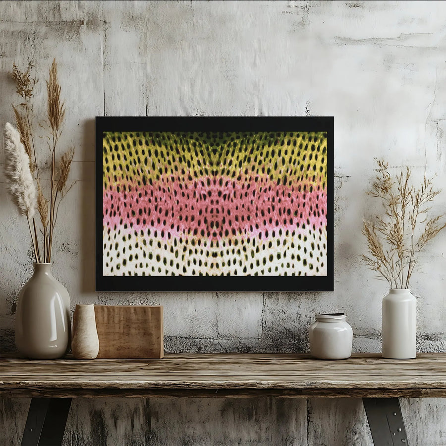 Rainbow Trout Skin Canvas Art | Abstract Fish Scale Texture Print | Premium Gallery Wrap Wall Decor | Nature-Inspired Gift for Anglers and Men