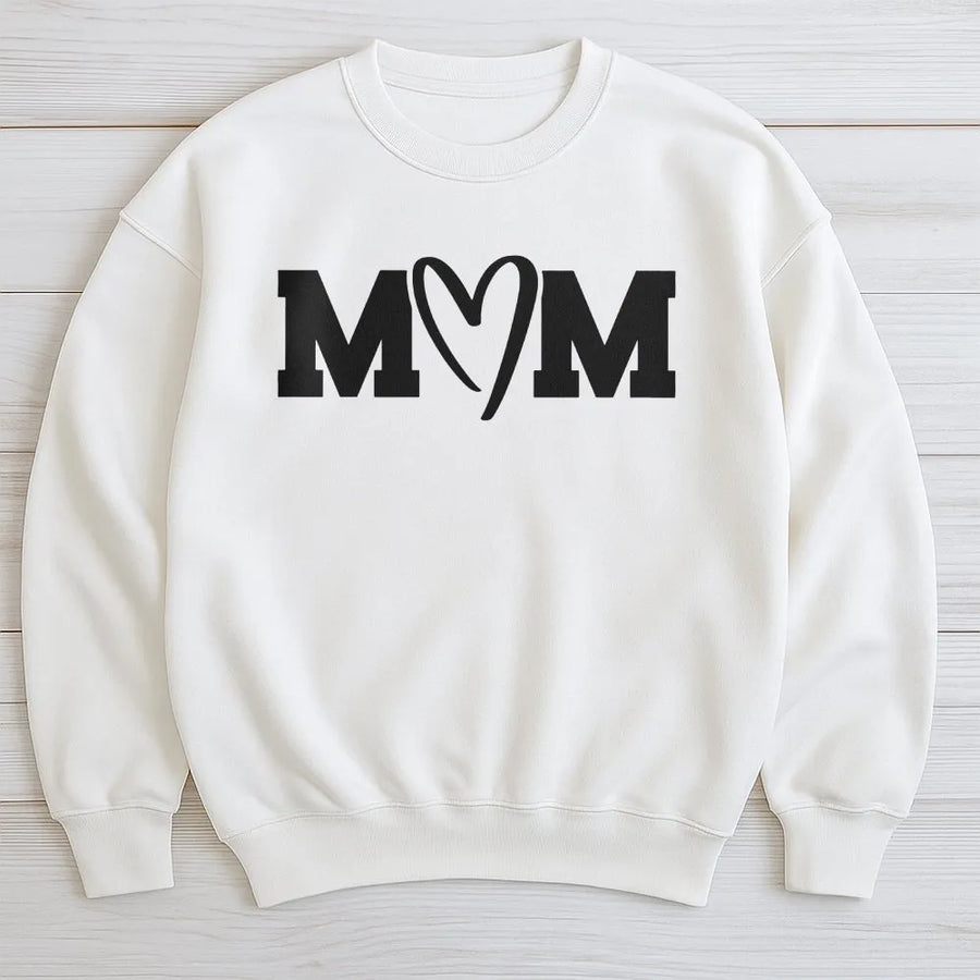 Mom Sweatshirt with Heart | Minimalist Mama Graphic Crewneck | Soft Cotton Blend Pullover | Mothers Day Gift for New Mom