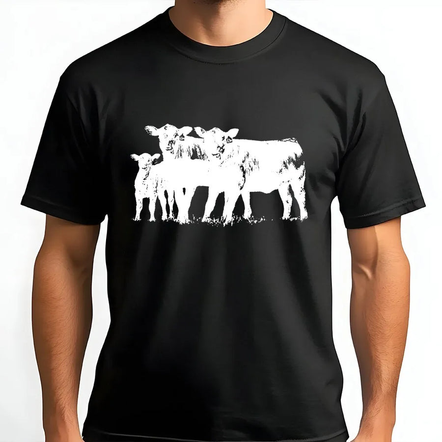 Cow T-Shirt | Western Farm Animal Graphic | Soft Cotton Blend Unisex Pullover | Gift for Farmer & Rancher