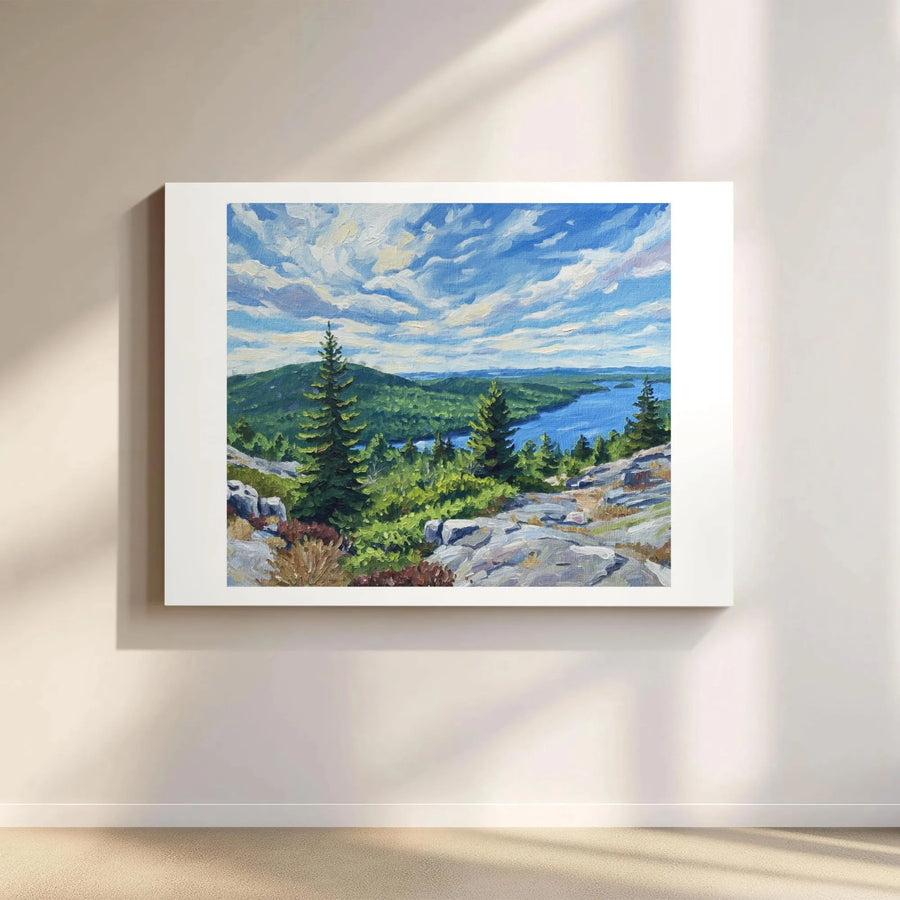 Mountain Landscape Canvas Print | Impressionist Pine Forest Lake View | 1.25" Gallery Wrap Wall Art | Nature Decor For Home Or Office