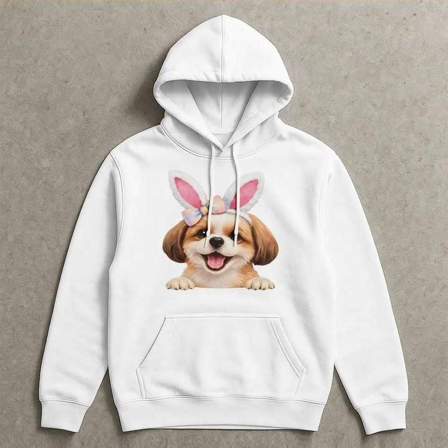 Easter Dog Hoodie | Cute Bunny Ears Puppy Graphic | Premium Cotton Blend | Gift For Dog Lovers & Pet Parents