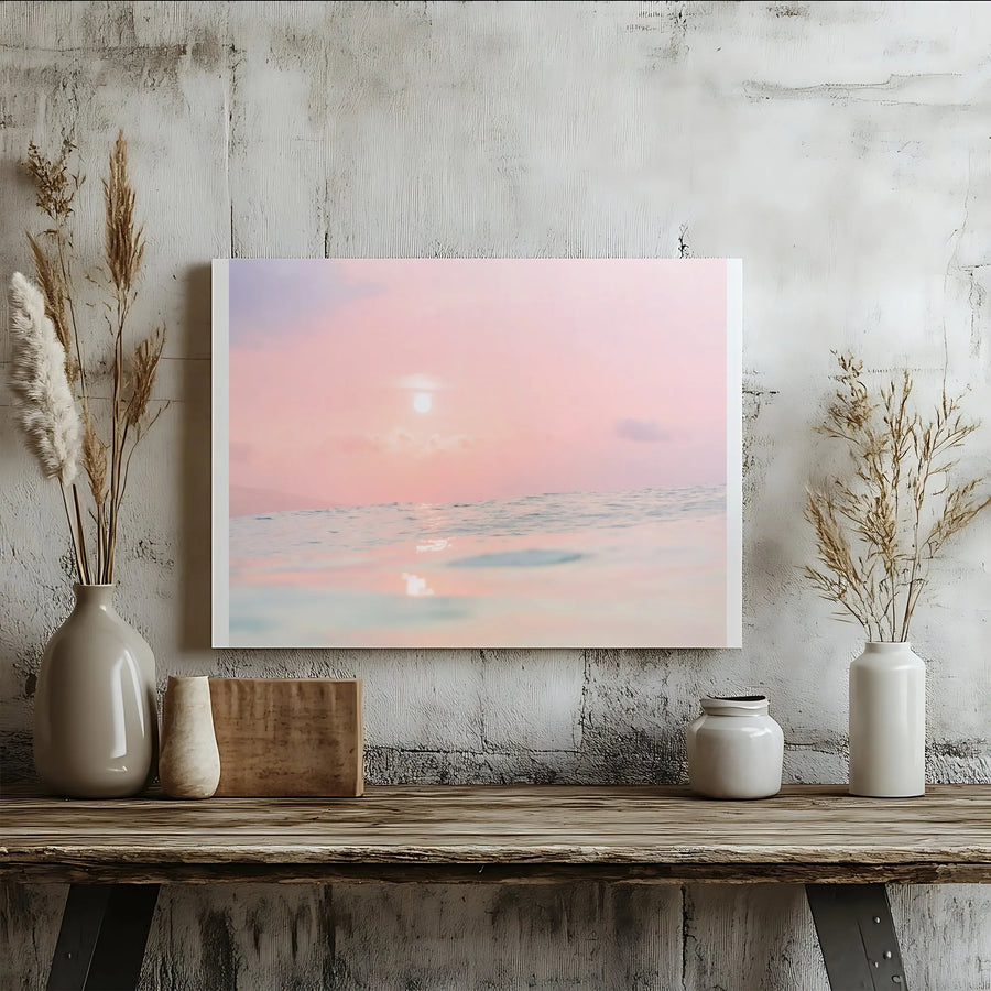 Pastel Ocean Canvas Wall Art | Minimalist Sunrise Seascape Photography | Premium Fade-Resistant Print | Calming Bedroom & Living Room Decor Gift