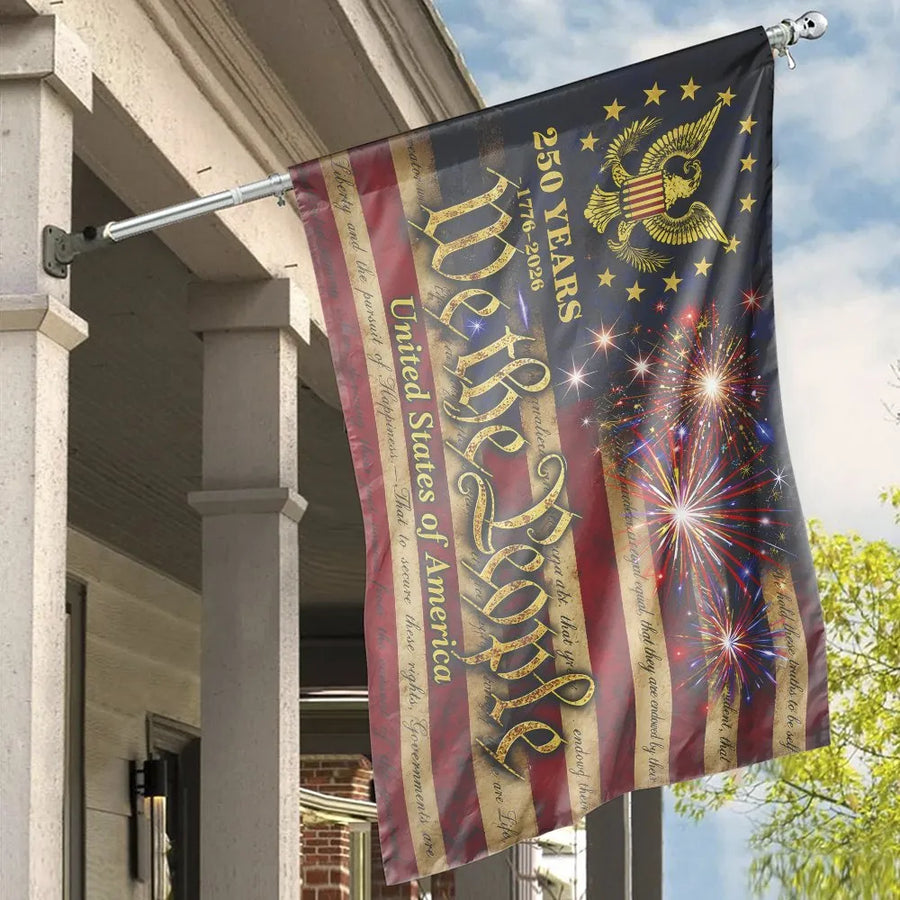 We The People 250th Anniversary House Flag | 1776-2026 Commemorative Design | Double-Sided Weather Resistant Fabric | Patriotic Yard Decor Gift