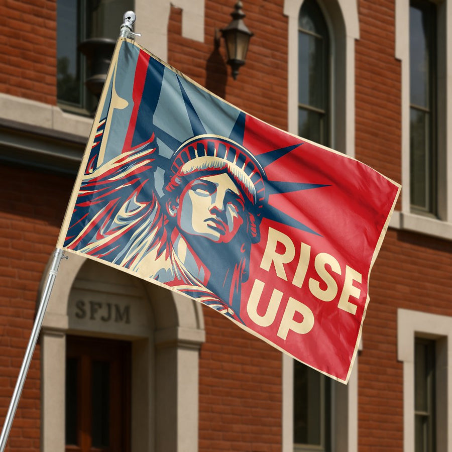 Liberty Rise Up House Flag | Patriotic Statue of Liberty Graphic | Weather-Resistant Premium Polyester | Resistance Garden Decor Gift