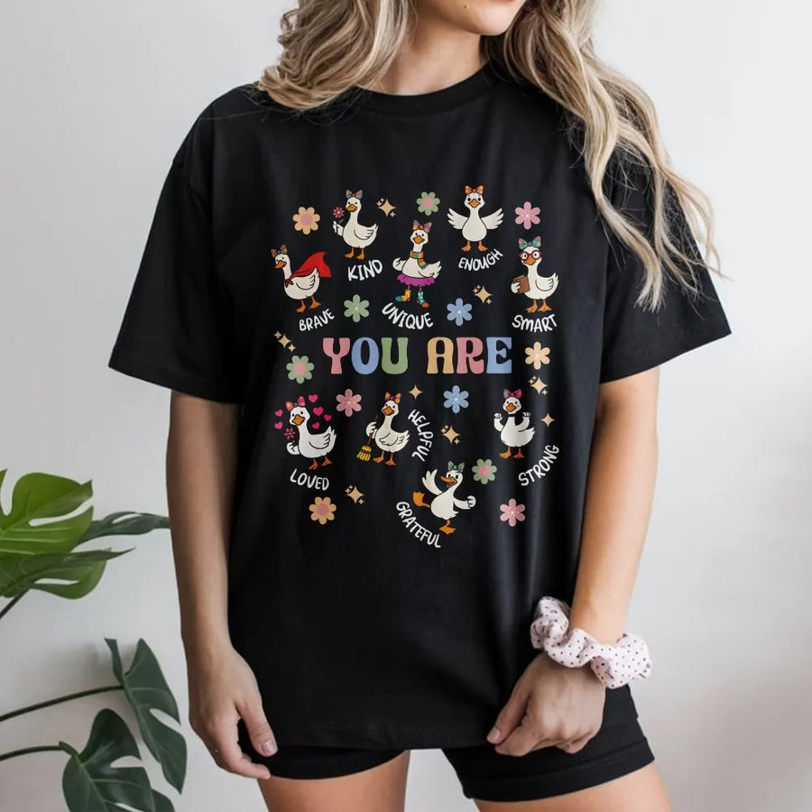 Teacher Affirmation T-Shirt | Cute Silly Goose Graphic Pullover | Premium Cotton Blend | Back to School Gift for SEL Educator