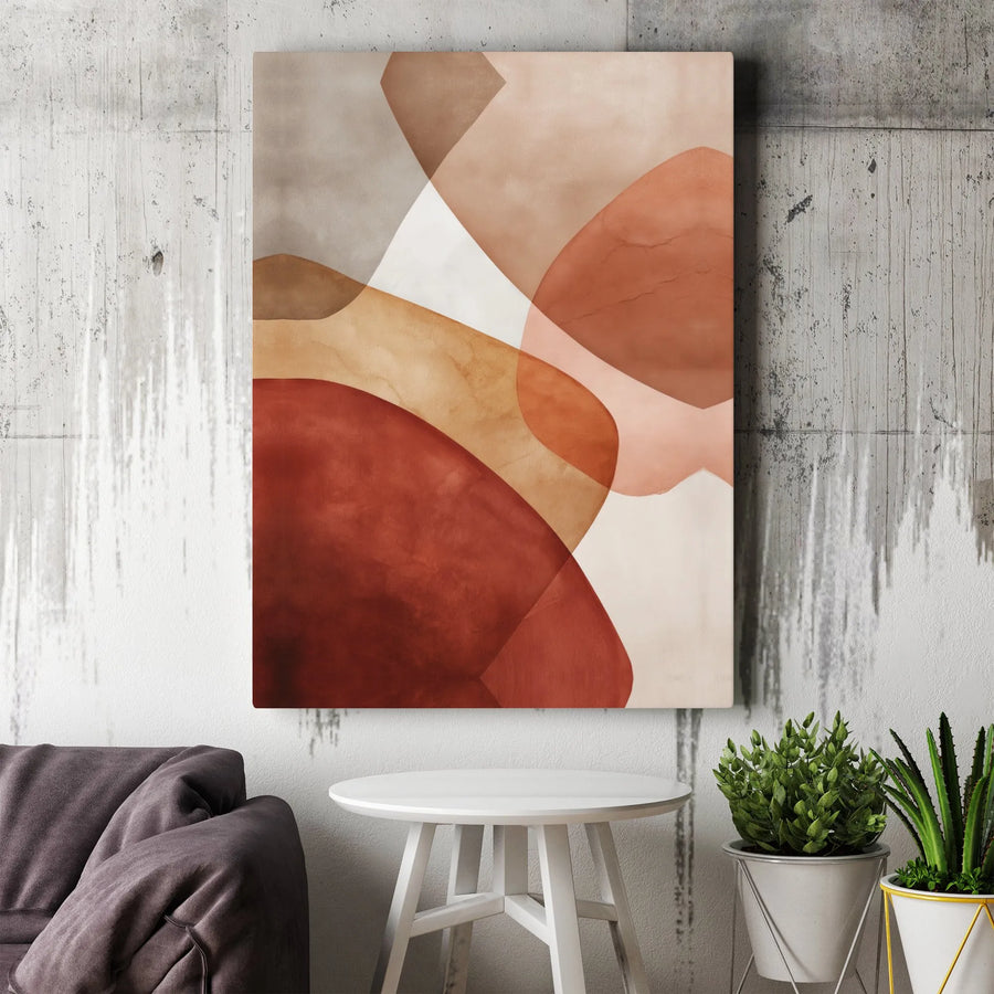 Modern Abstract Canvas Art | Earthy Terracotta Boho Wall Decor | 1.25 Inch Gallery Wrap Premium Print | Minimalist Living Room Home Decor