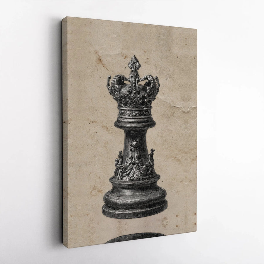 Chess King Wall Art | Vintage Illustration Print | Gallery-Quality 1.25 Inch Canvas | Premium Decor Gift For Chess Players