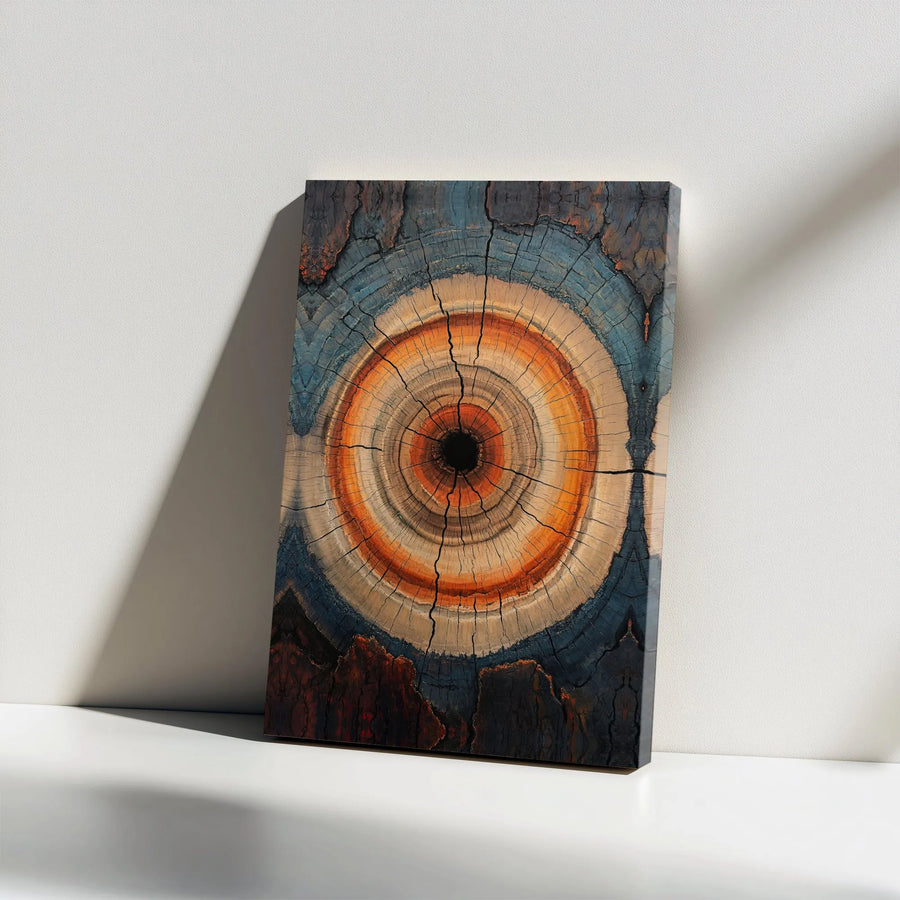 Tree Ring Canvas Wall Art | Abstract Wood Slice Cross Section Print | Premium Gallery Wrapped Canvas | Modern Rustic Home Decor Gift