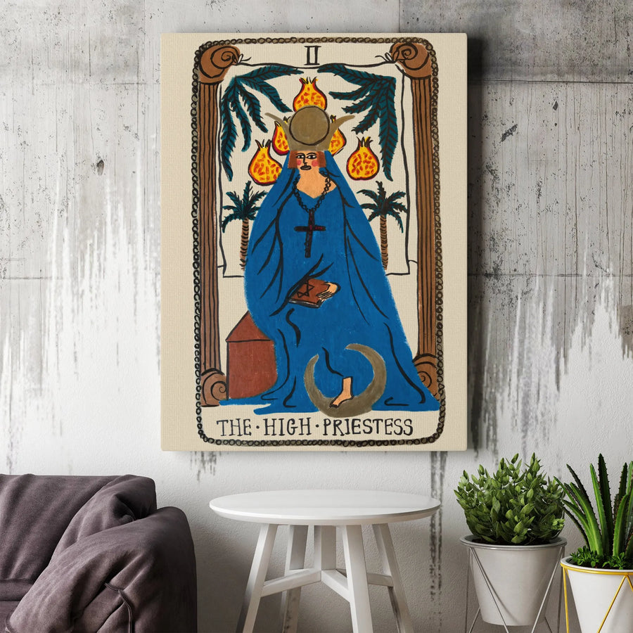 The High Priestess Tarot Card Canvas | Mystical Occult Wall Art | Premium Fade-Resistant Print | Spiritual Home Decor Gift
