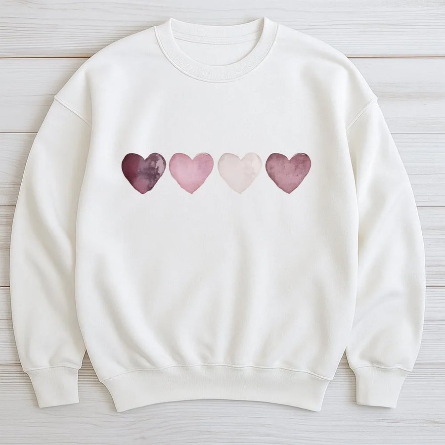 Watercolor Heart Sweatshirt | Boho Valentine Minimalist Graphic | Premium Cotton Blend | Romantic Gift for Her Valentine Outfit