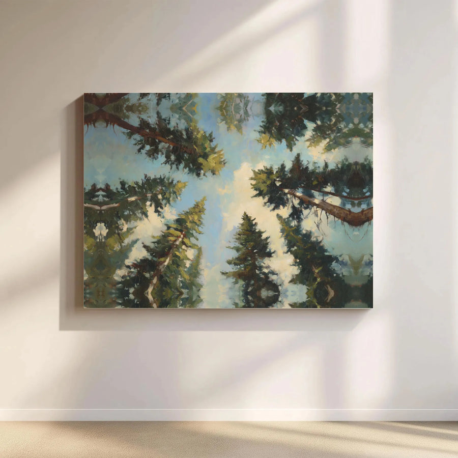 Forest Canopy Canvas Print | Impressionist Pine Tree Painting | Premium Thick Gallery Wrapped Wall Art | Rustic Lodge Home Decor Gift