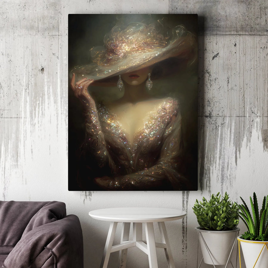 Elegant Woman Canvas Art | Sparkling Glamour Portrait | 1.25 Inch Gallery Wrap | Luxury Home Decor Gift