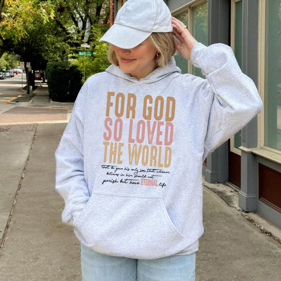 John 3:16 Hoodie | For God So Loved The World Christian Bible Verse | Premium Cotton Blend | Faith Based Religious Gift for Men and Women
